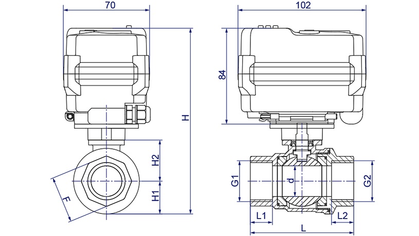 OSAWQ911 Common smart eletric ball valve size